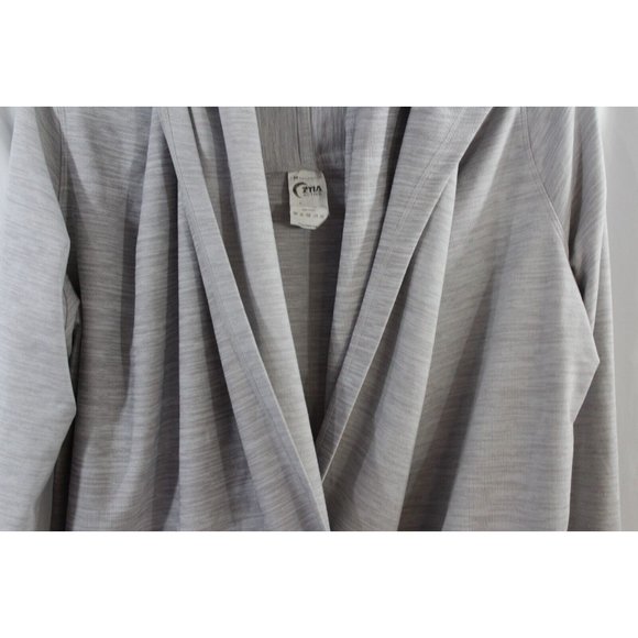 Zyia Active Womens Grey Wrap Twist Front Hooded Pullover Yoga Shawl Top L - Picture 4 of 8